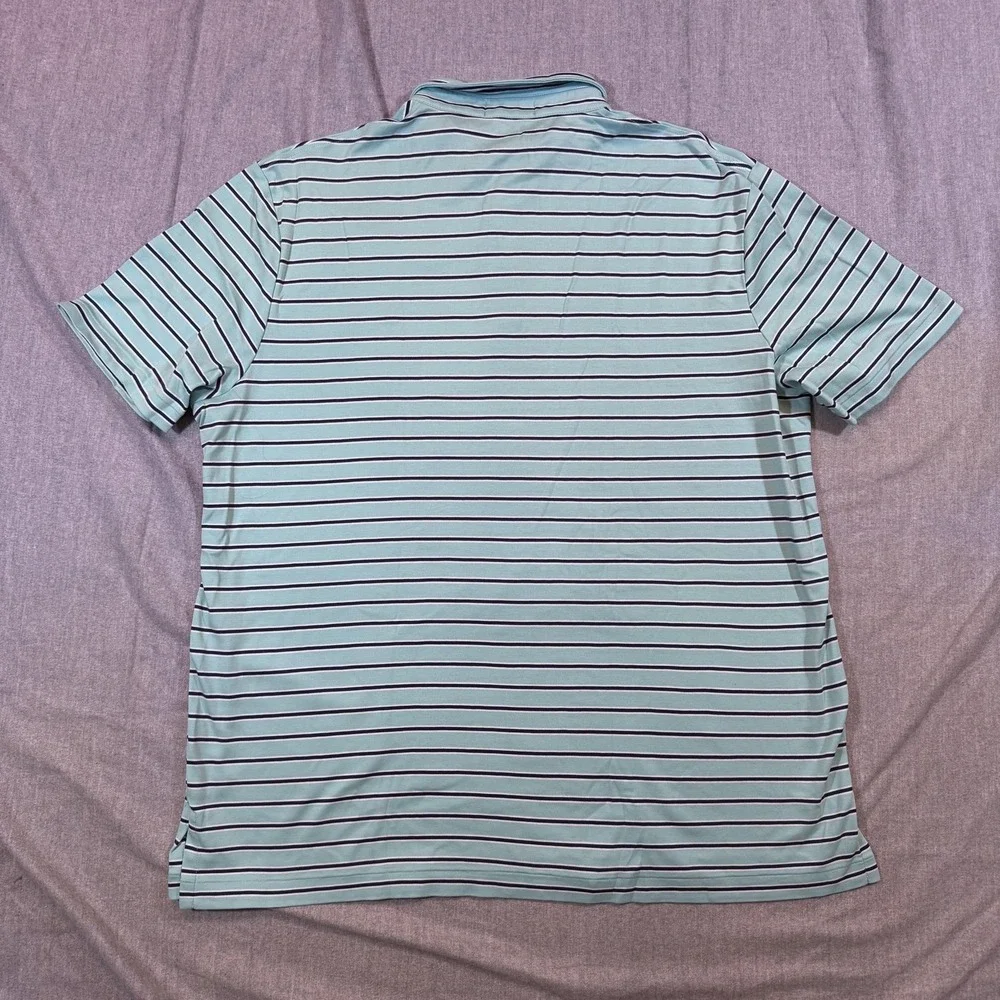 Polo Ralph Lauren Polo Shirt Mens XL Striped Classic Fit Short Sleeve Teal‎